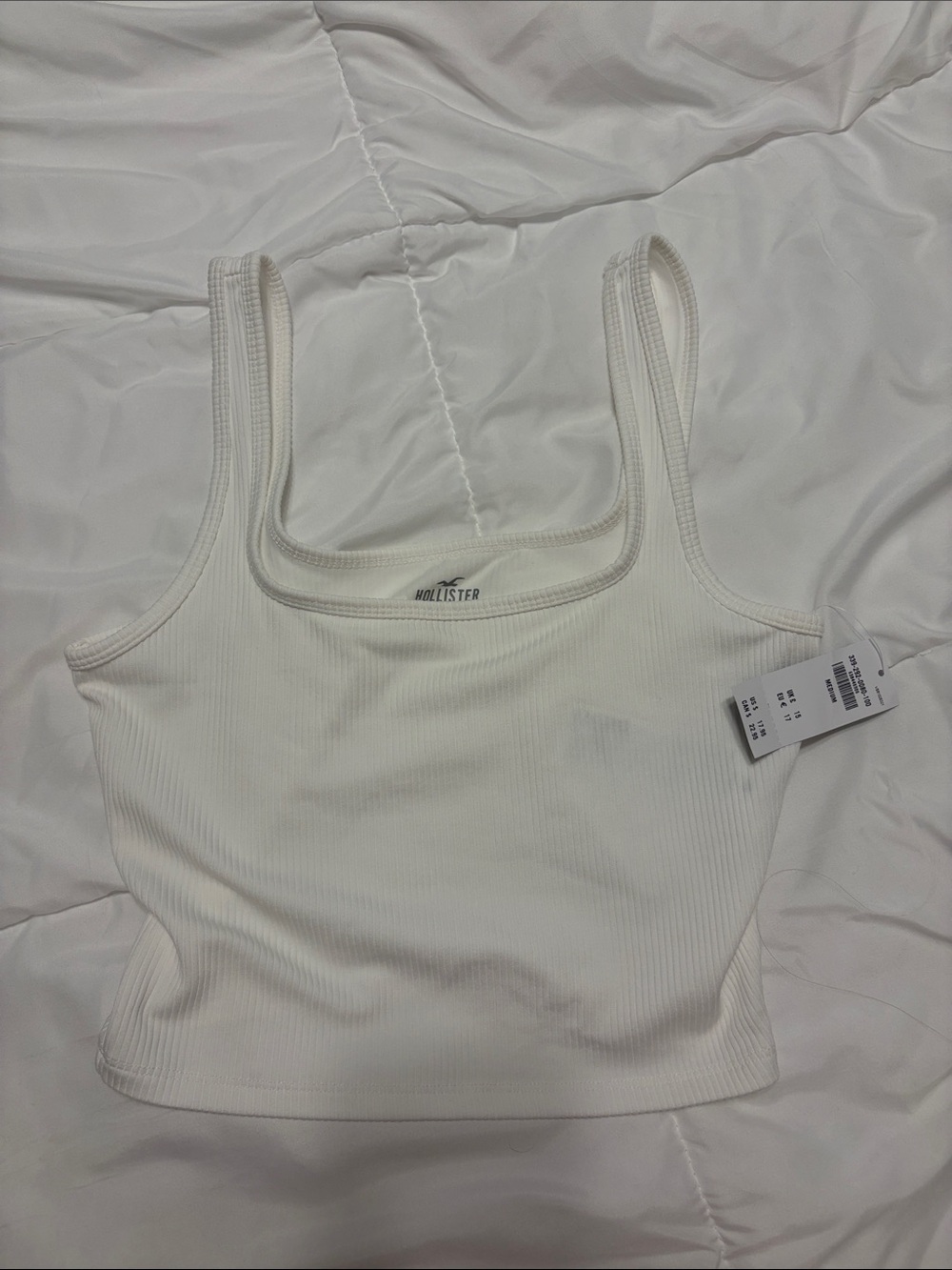 Hollister White Ribbed Square Neck Crop Tank